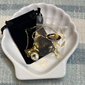 Swarovski Gold Crystal Necklace Minnie Mouse  Elegant Jewelry